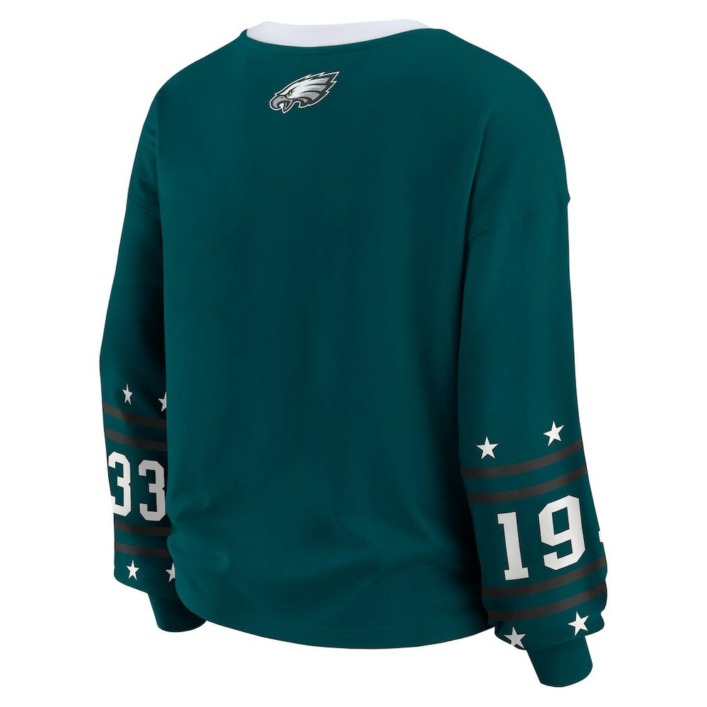 Philadelphia Eagles WEAR by Erin Andrews Women's Plus Size Sport Long-Sleeve T-Shirt Midnight Green - NFL