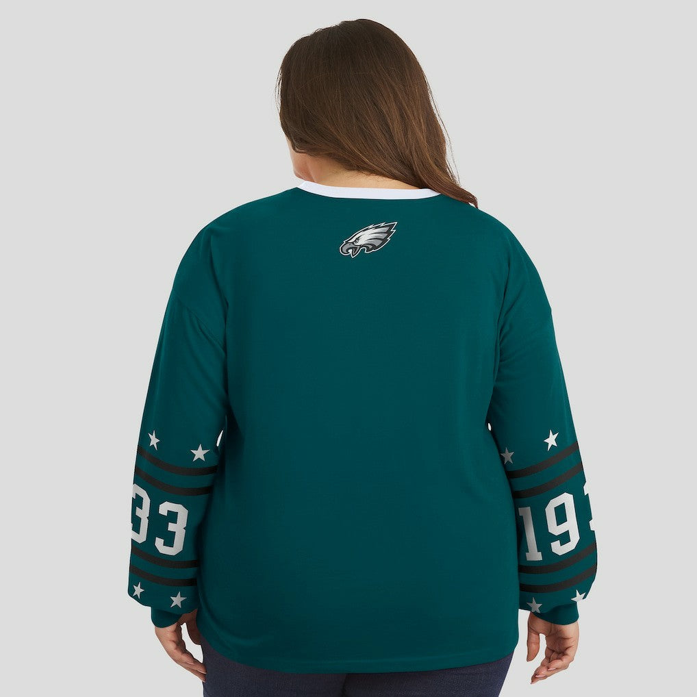 Philadelphia Eagles WEAR by Erin Andrews Women's Plus Size Sport Long-Sleeve T-Shirt Midnight Green - NFL