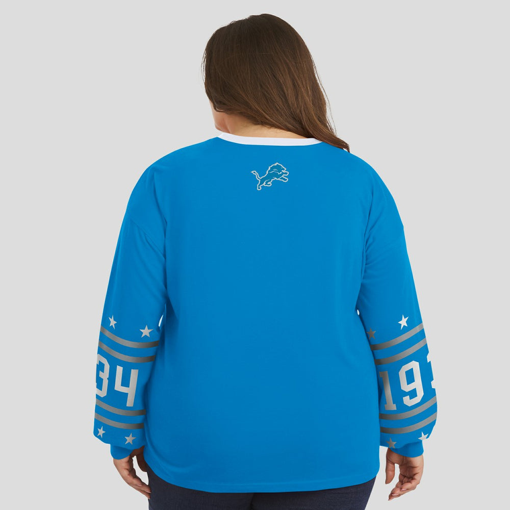 Detroit Lions WEAR by Erin Andrews Women's Plus Size Sport Long-Sleeve T-Shirt Blue - NFL