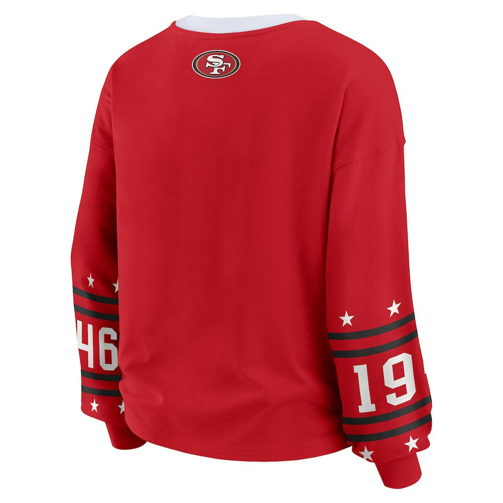 San Francisco 49ers WEAR by Erin Andrews Women's Plus Size Sport Long-Sleeve T-Shirt Scarlet - NFL