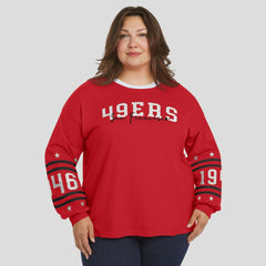 San Francisco 49ers WEAR by Erin Andrews Women's Plus Size Sport Long-Sleeve T-Shirt Scarlet - NFL