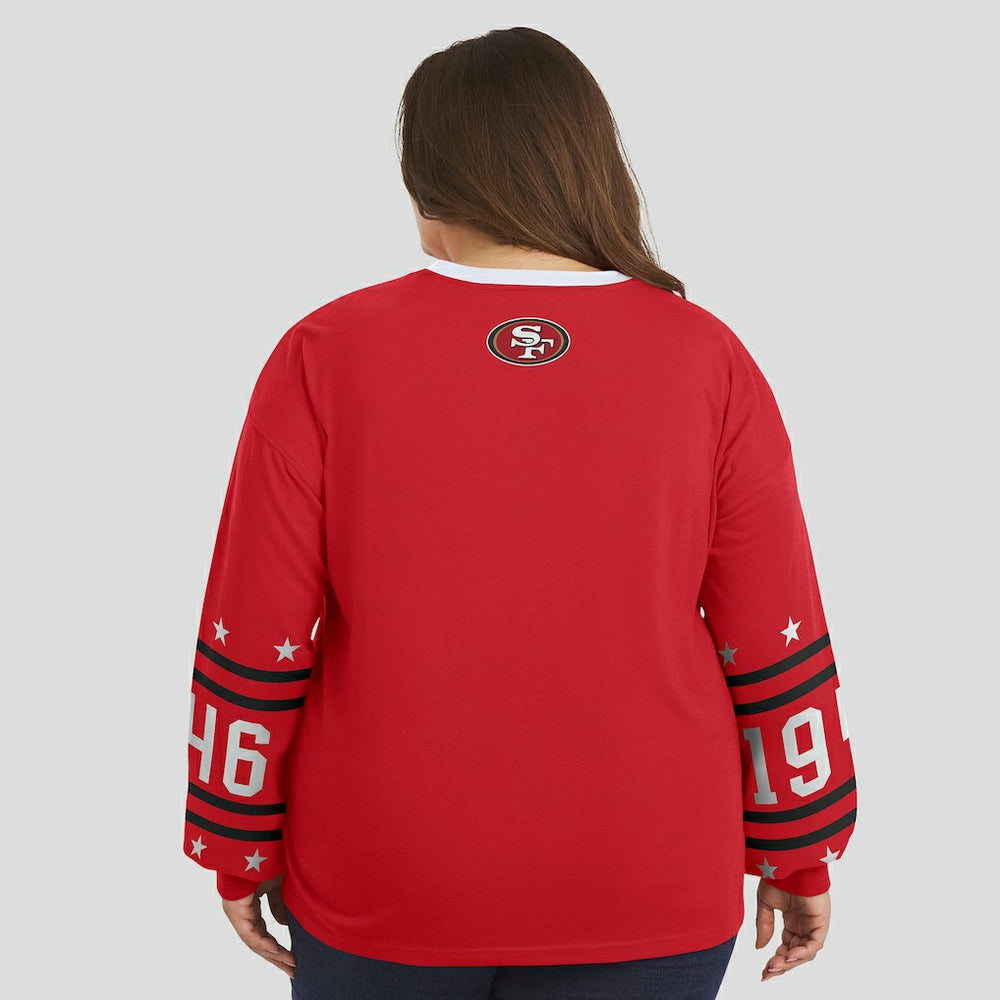 San Francisco 49ers WEAR by Erin Andrews Women's Plus Size Sport Long-Sleeve T-Shirt Scarlet - NFL