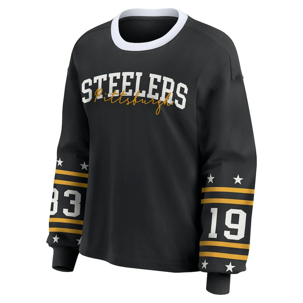 Pittsburgh Steelers WEAR by Erin Andrews Women's Plus Size Sport Long-Sleeve T-Shirt Black - NFL