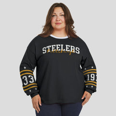 Pittsburgh Steelers WEAR by Erin Andrews Women's Plus Size Sport Long-Sleeve T-Shirt Black - NFL