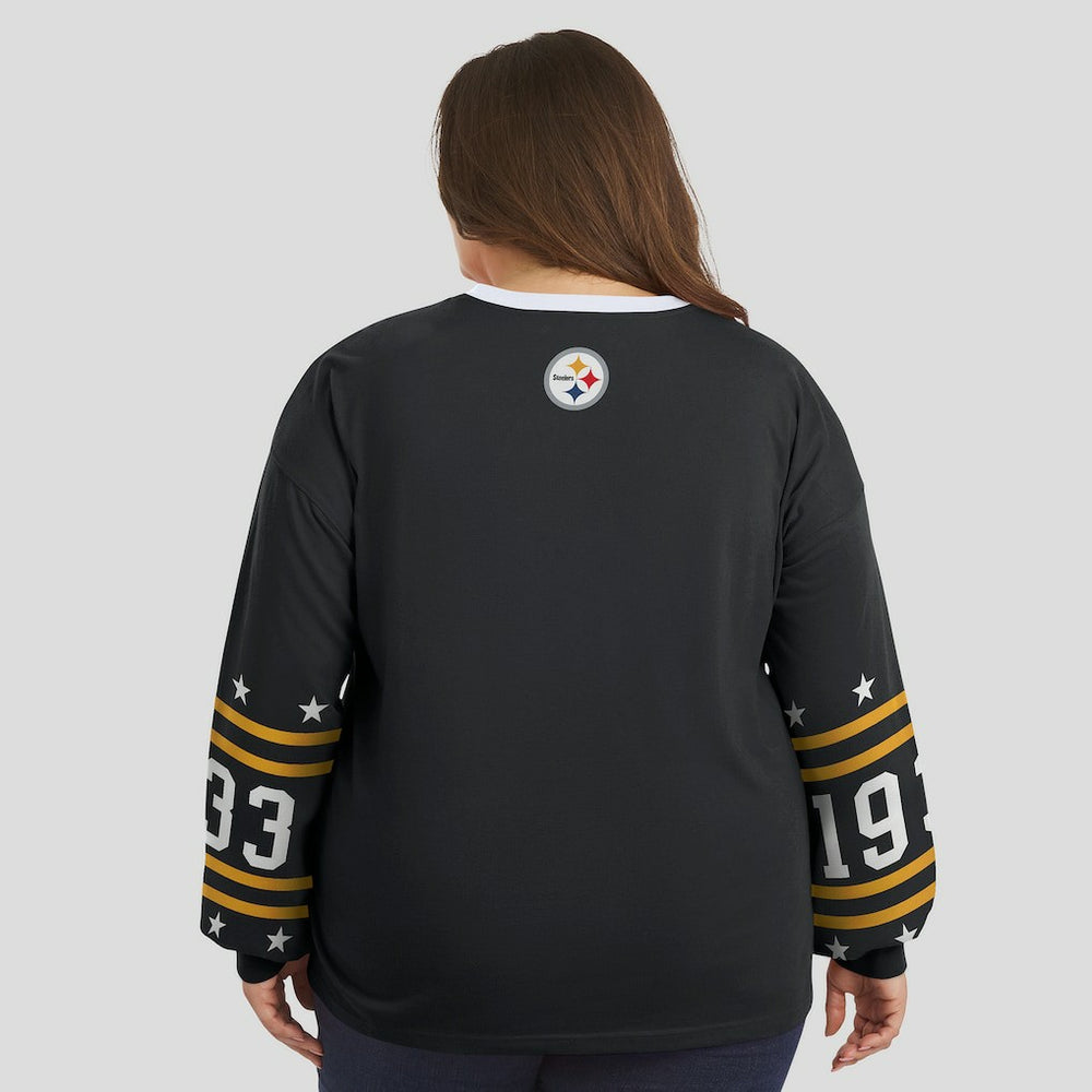 Pittsburgh Steelers WEAR by Erin Andrews Women's Plus Size Sport Long-Sleeve T-Shirt Black - NFL