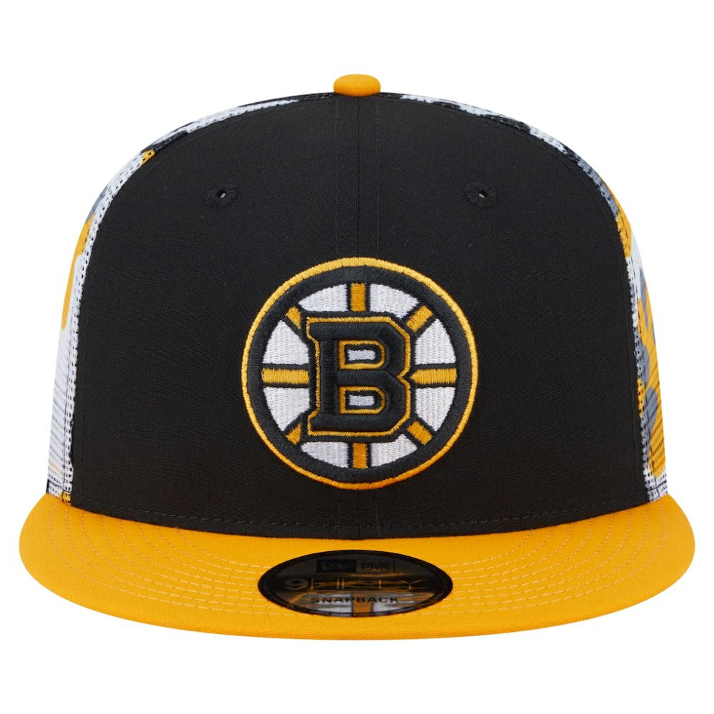 Boston Bruins New Era Camo Meshback 9FIFTY Snapback Hat Black/Gold