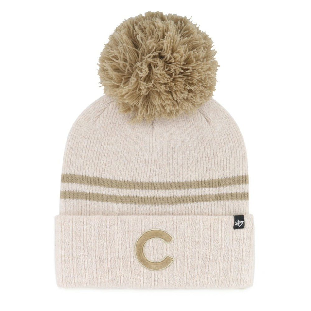 Chicago Cubs '47 Women's Latte Cuffed Knit Hat with Pom Sale