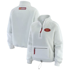 Washington Commanders WEAR by Erin Andrews Women's Polar Fleece Half-Zip Jacket White - NFL