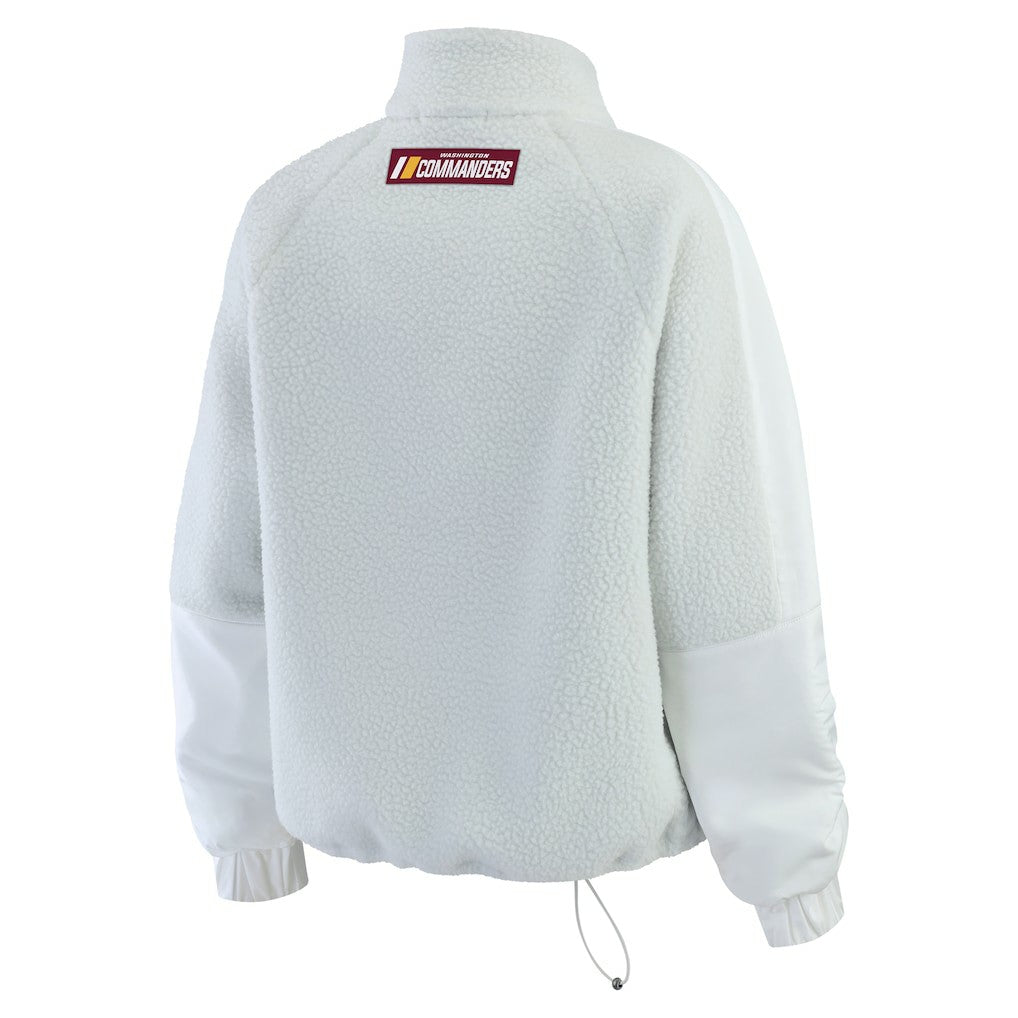 Washington Commanders WEAR by Erin Andrews Women's Polar Fleece Half-Zip Jacket White - NFL