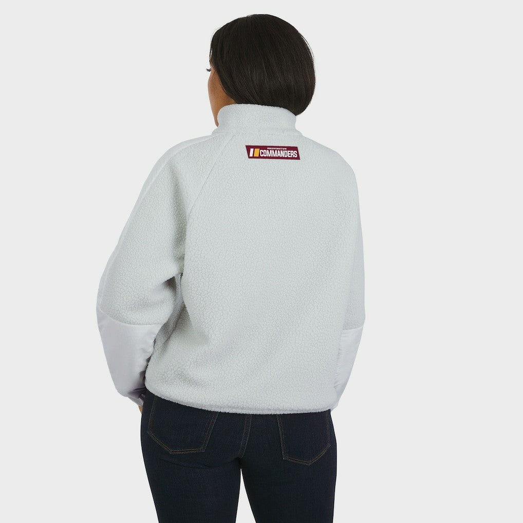 Washington Commanders WEAR by Erin Andrews Women's Polar Fleece Half-Zip Jacket White - NFL