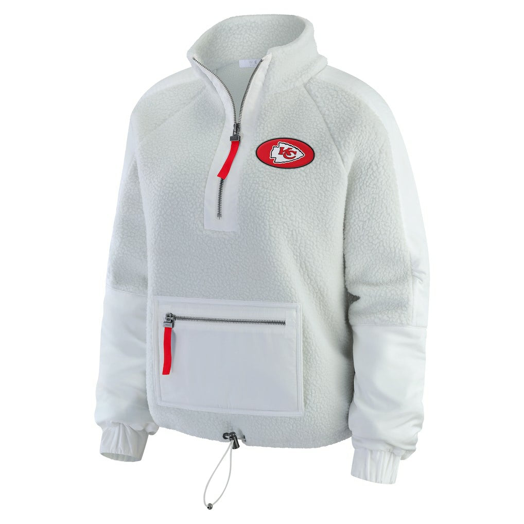 Kansas City Chiefs WEAR by Erin Andrews Women's Polar Fleece Half-Zip Jacket White - NFL