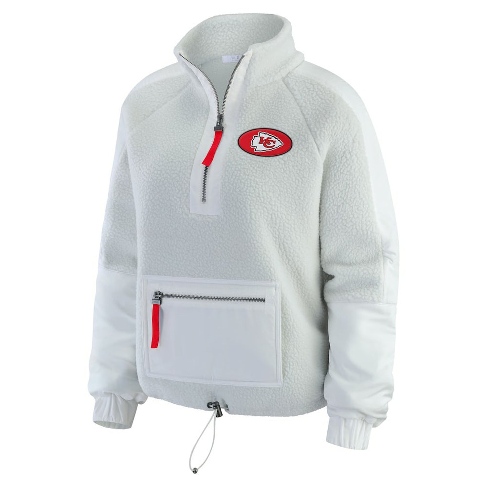 Kansas City Chiefs WEAR by Erin Andrews Women's Polar Fleece Half-Zip Jacket White - NFL