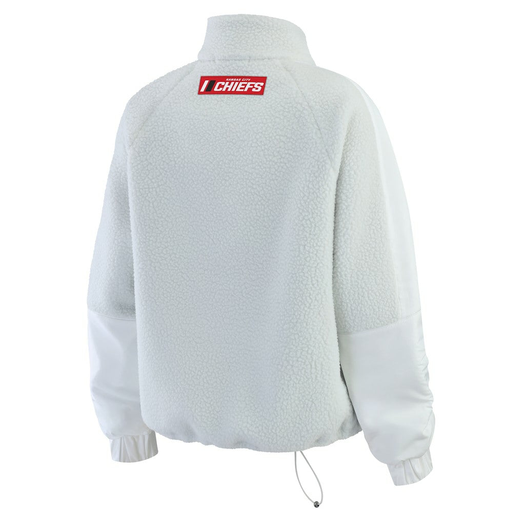 Kansas City Chiefs WEAR by Erin Andrews Women's Polar Fleece Half-Zip Jacket White - NFL