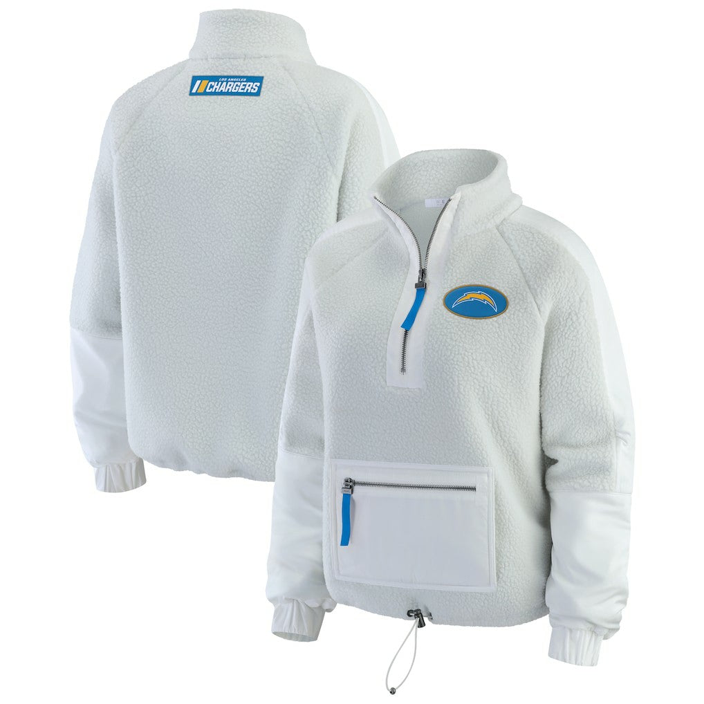 Los Angeles Chargers WEAR by Erin Andrews Women's Polar Fleece Half-Zip Jacket White - NFL