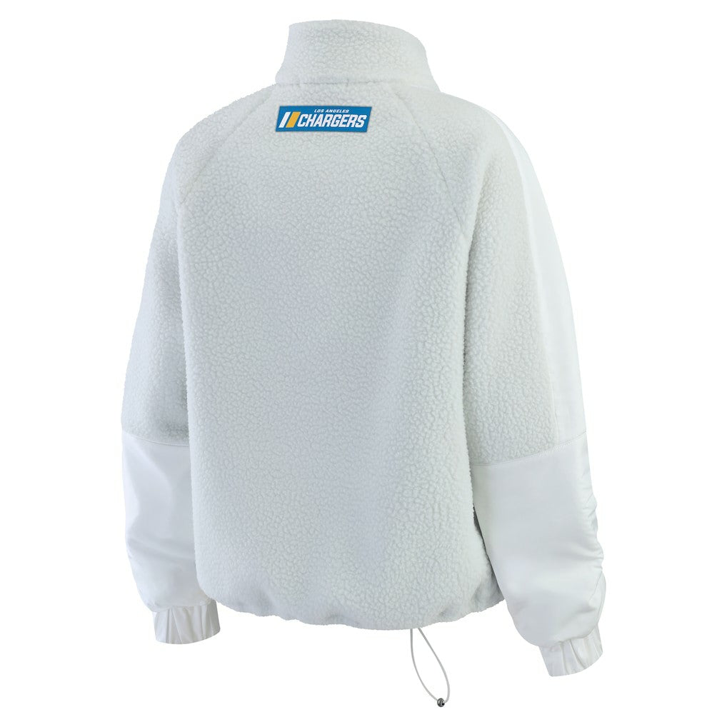 Los Angeles Chargers WEAR by Erin Andrews Women's Polar Fleece Half-Zip Jacket White - NFL