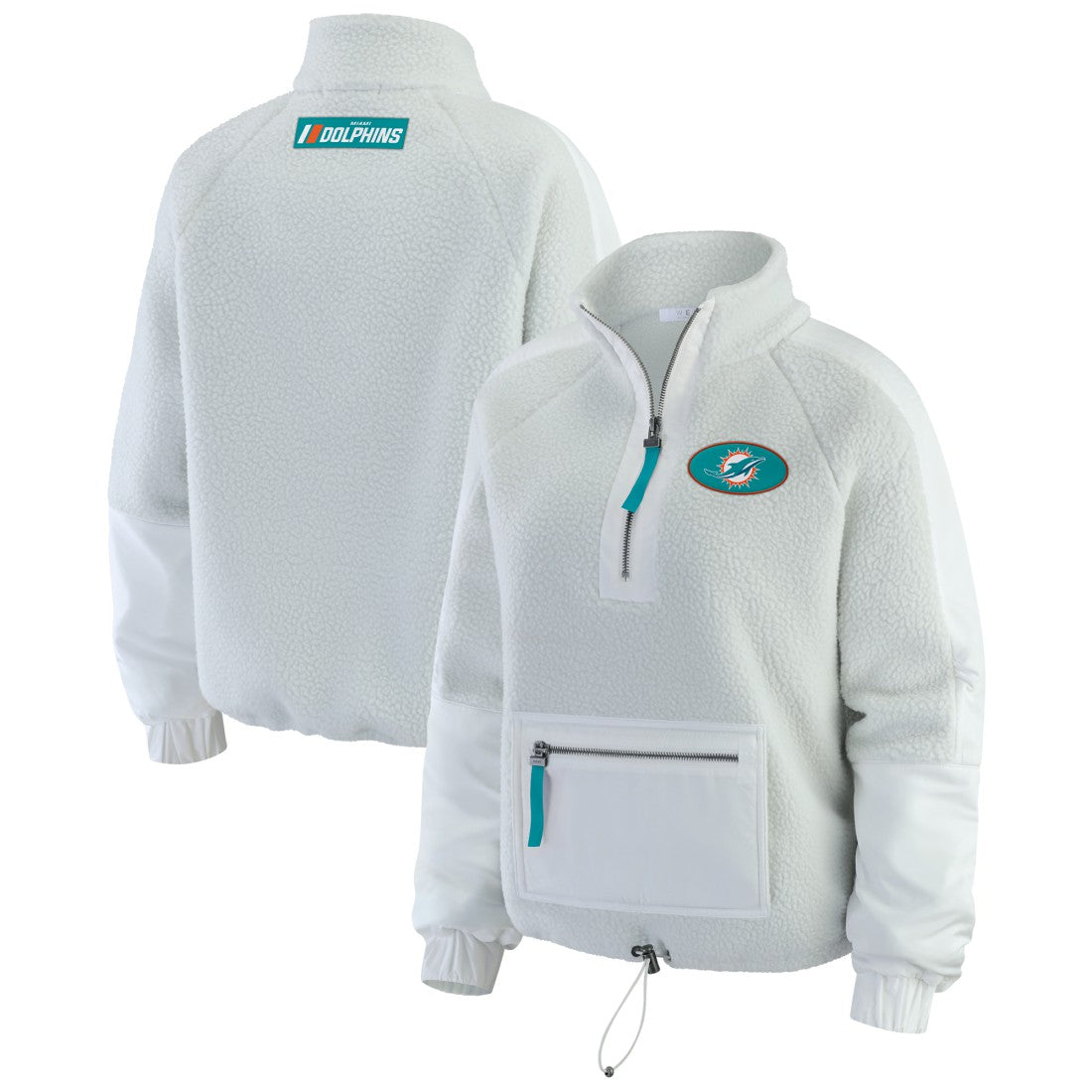 Miami Dolphins WEAR by Erin Andrews Women's Polar Fleece Half-Zip Jacket White - NFL