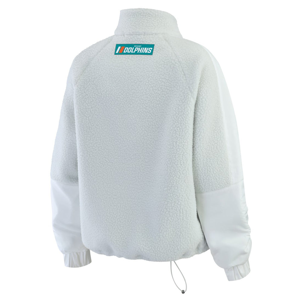 Miami Dolphins WEAR by Erin Andrews Women's Polar Fleece Half-Zip Jacket White - NFL