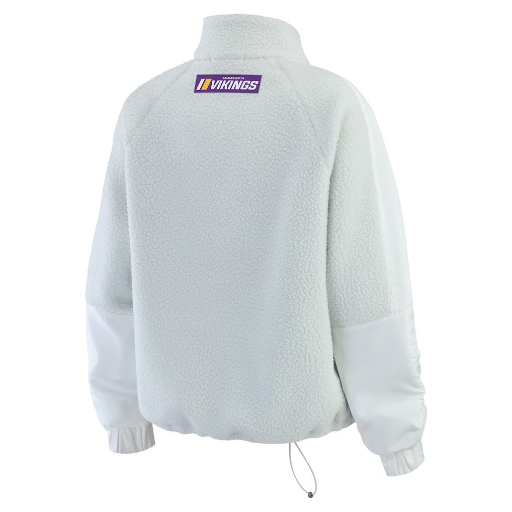Minnesota Vikings WEAR by Erin Andrews Women's Polar Fleece Half-Zip Jacket White - NFL