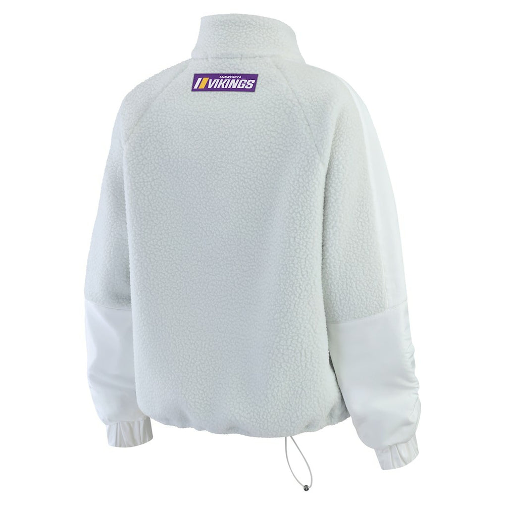 Minnesota Vikings WEAR by Erin Andrews Women's Polar Fleece Half-Zip Jacket White - NFL