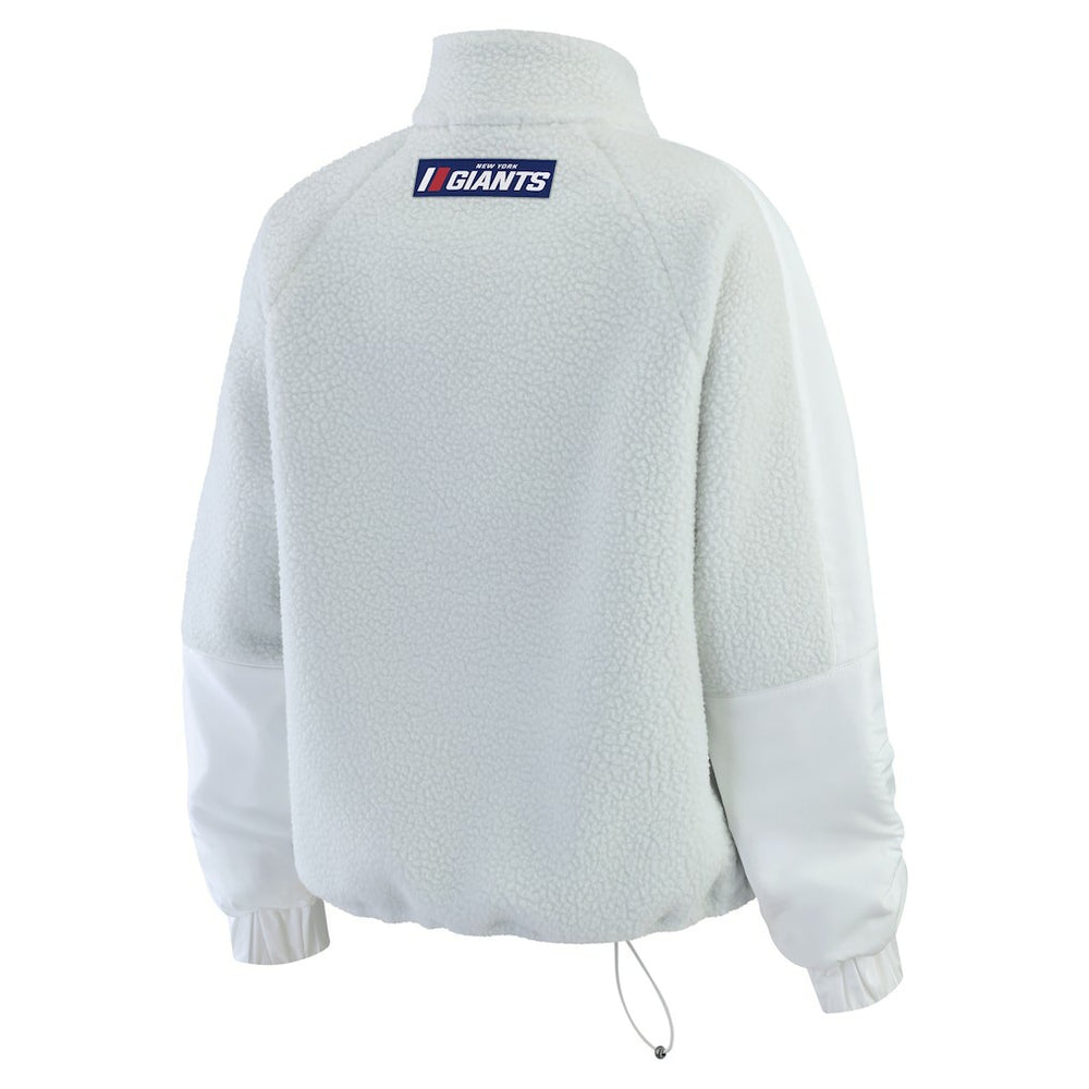 New York Giants WEAR by Erin Andrews Women's Polar Fleece Half-Zip Jacket White - NFL