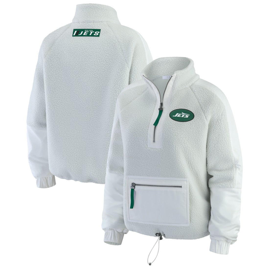 New York Jets WEAR by Erin Andrews Women's Polar Fleece Half-Zip Jacket White - NFL