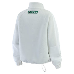 New York Jets WEAR by Erin Andrews Women's Polar Fleece Half-Zip Jacket White - NFL