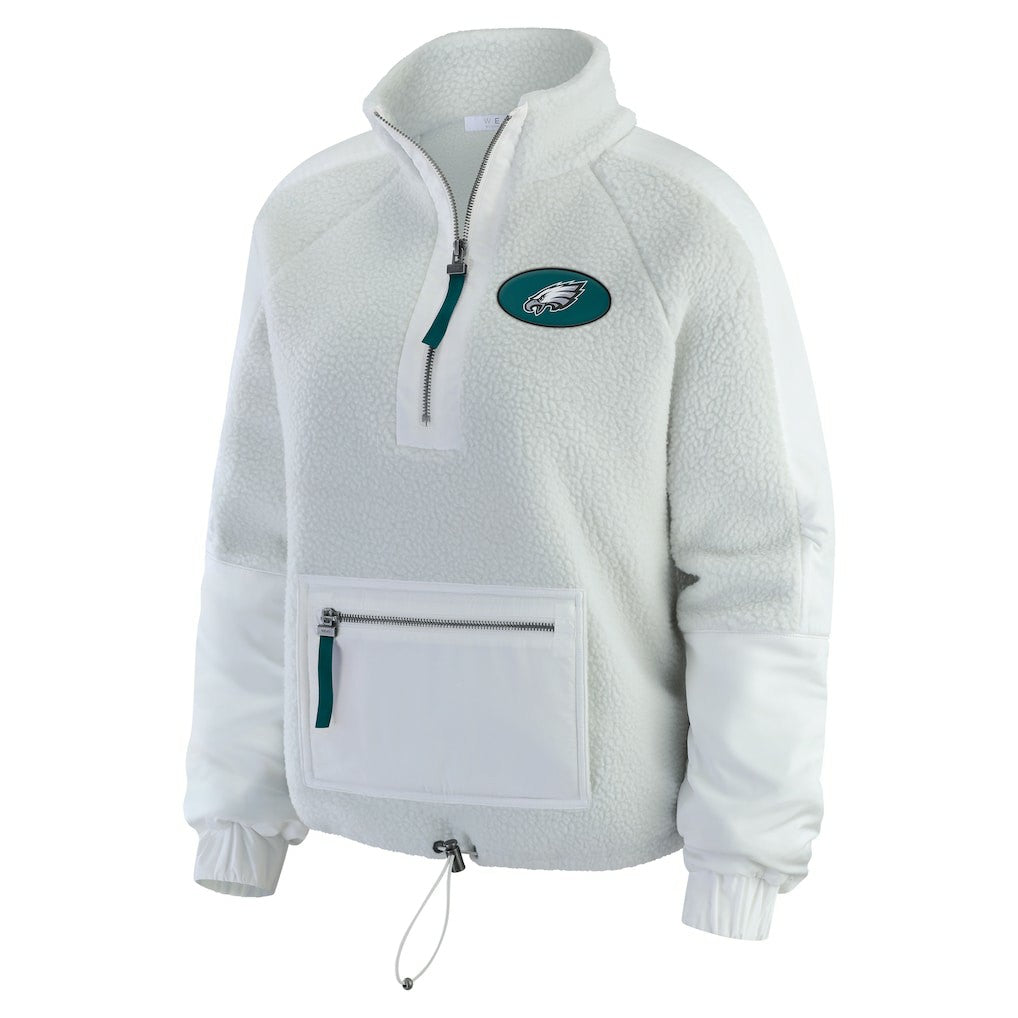 Philadelphia Eagles WEAR by Erin Andrews Women's Polar Fleece Half-Zip Jacket White - NFL