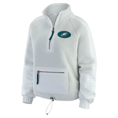 Philadelphia Eagles WEAR by Erin Andrews Women's Polar Fleece Half-Zip Jacket White - NFL