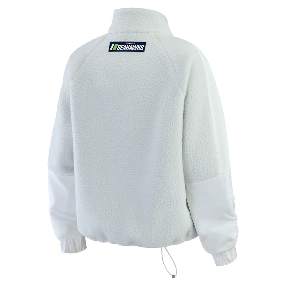 Seattle Seahawks WEAR by Erin Andrews Women's Polar Fleece Half-Zip Jacket White - NFL