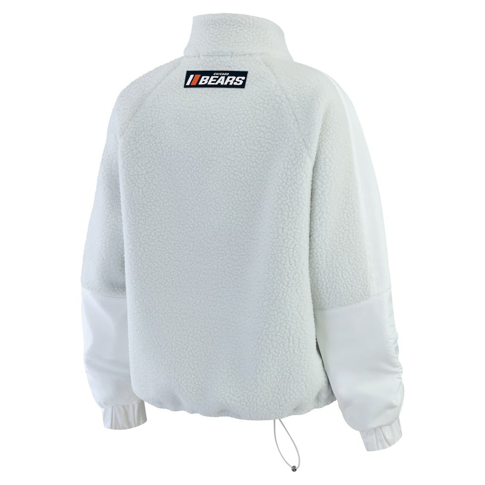 Chicago Bears WEAR by Erin Andrews Women's Polar Fleece Half-Zip Jacket White - NFL