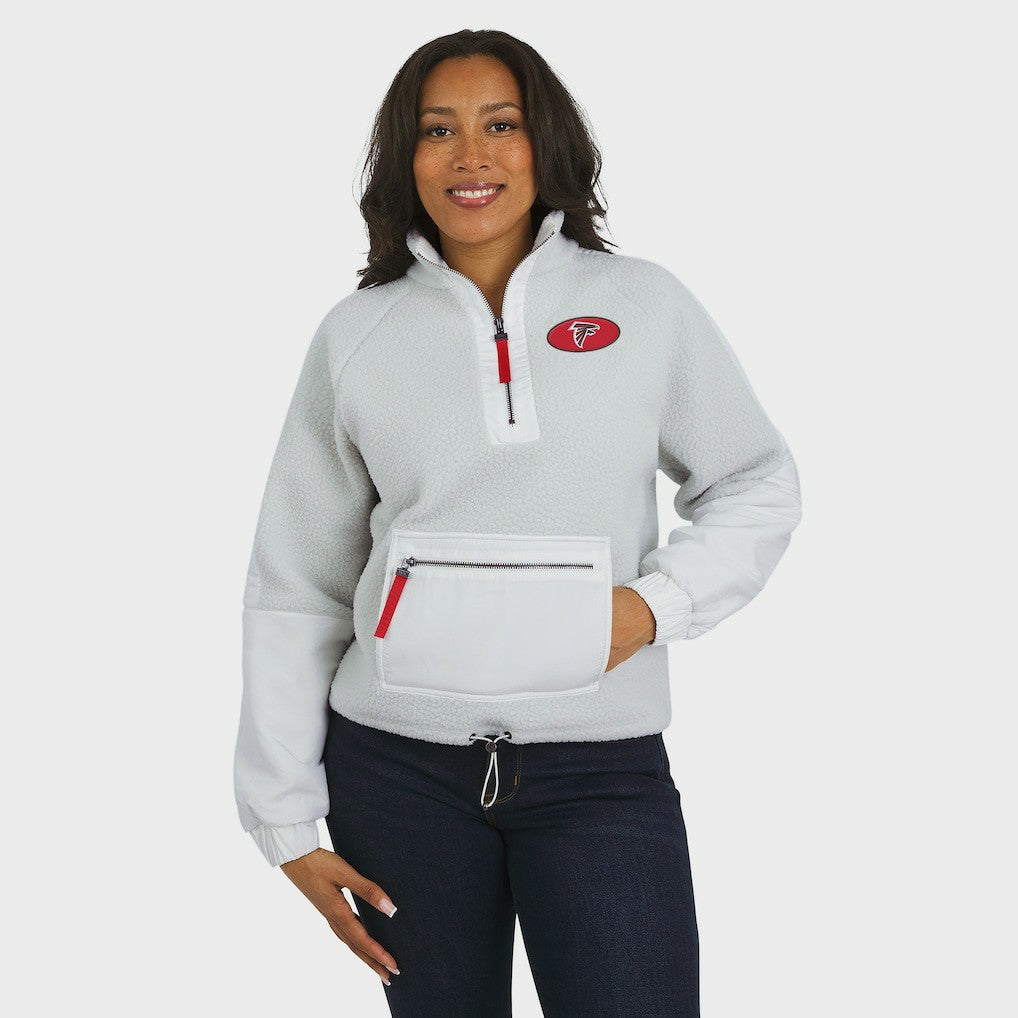 Atlanta Falcons WEAR by Erin Andrews Women's Polar Fleece Half-Zip Jacket White - NFL