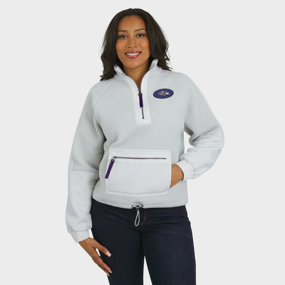 Baltimore Ravens WEAR by Erin Andrews Women's Polar Fleece Half-Zip Jacket White - NFL