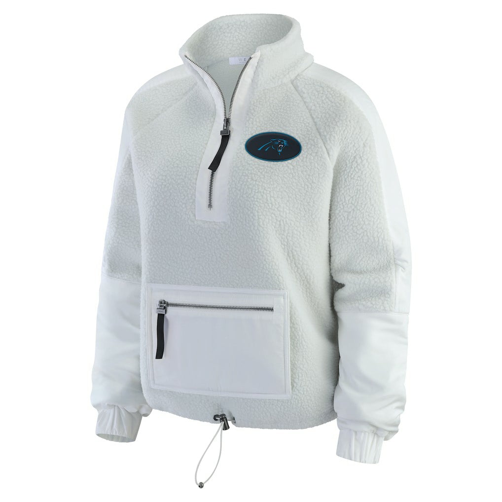 Carolina Panthers WEAR by Erin Andrews Women's Polar Fleece Half-Zip Jacket White - NFL