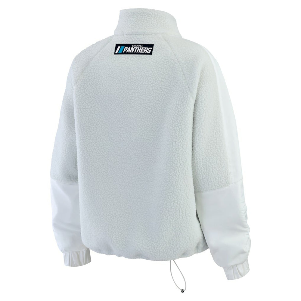 Carolina Panthers WEAR by Erin Andrews Women's Polar Fleece Half-Zip Jacket White - NFL