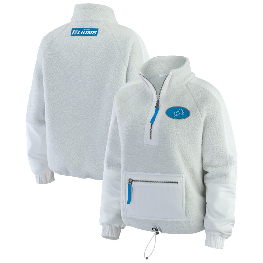 Detroit Lions WEAR by Erin Andrews Women's Polar Fleece Half-Zip Jacket White - NFL