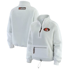 Cleveland Browns WEAR by Erin Andrews Women's Polar Fleece Half-Zip Jacket White - NFL