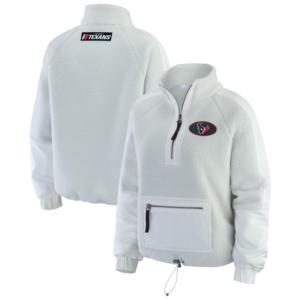Houston Texans WEAR by Erin Andrews Women's Polar Fleece Half-Zip Jacket White - NFL
