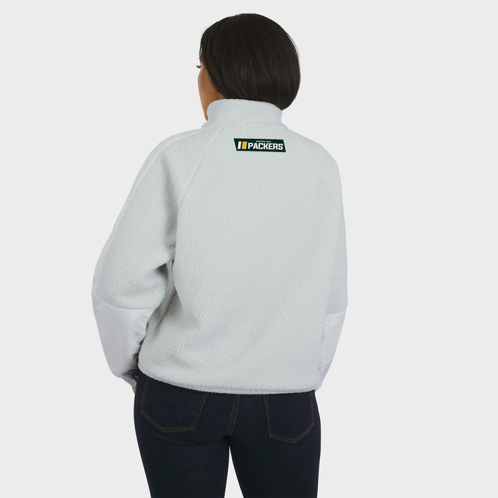 Green Bay Packers WEAR by Erin Andrews Women's Polar Fleece Half-Zip Jacket White - NFL