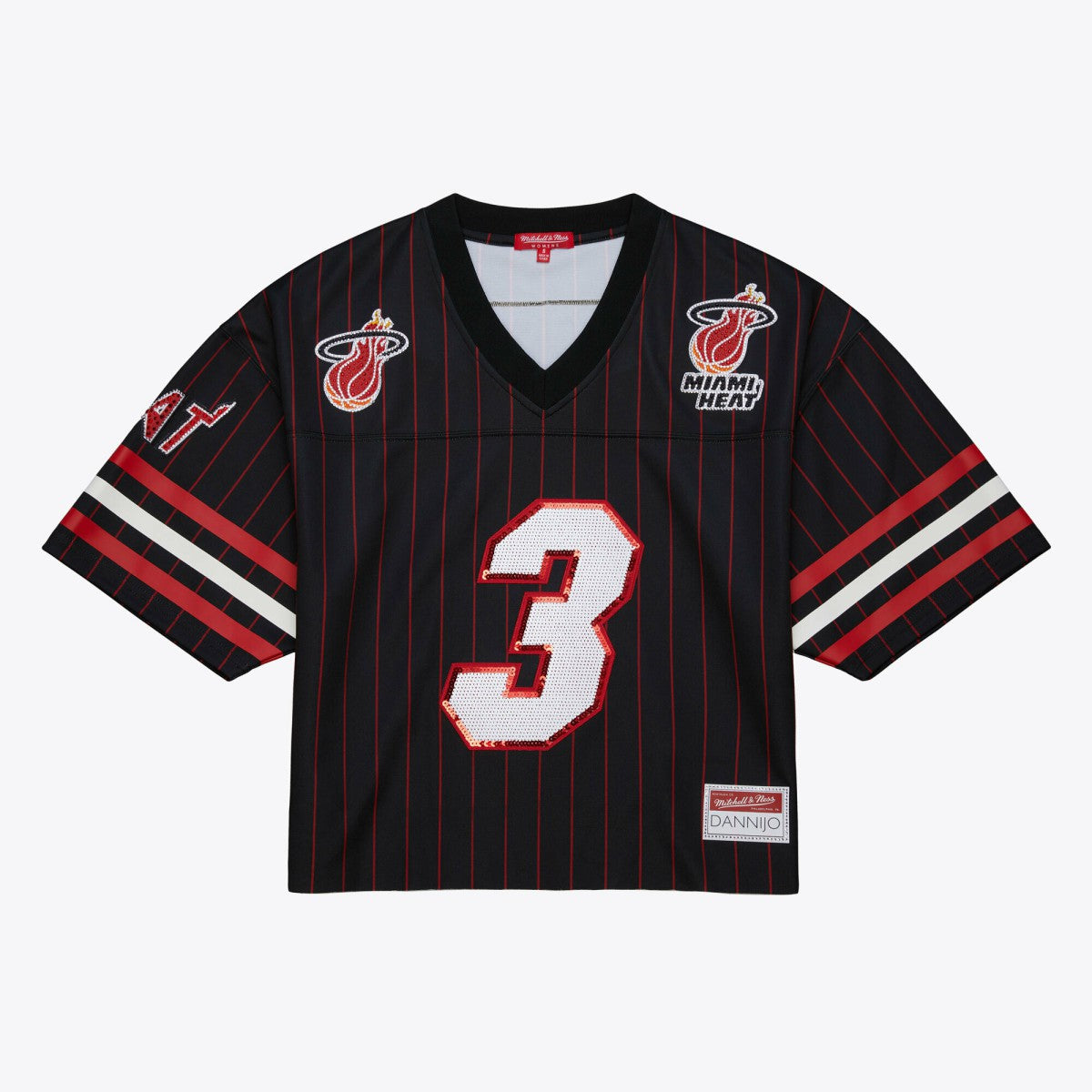 Mitchell & Ness - Dwyane Wade Miami Heat x DANNIJO Women's Cropped Football Fashion Jersey - Black