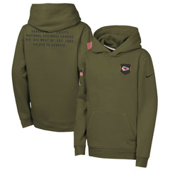 Kansas City Chiefs Youth 2025 Salute to Service Club Fleece Hoodie Olive - Nike