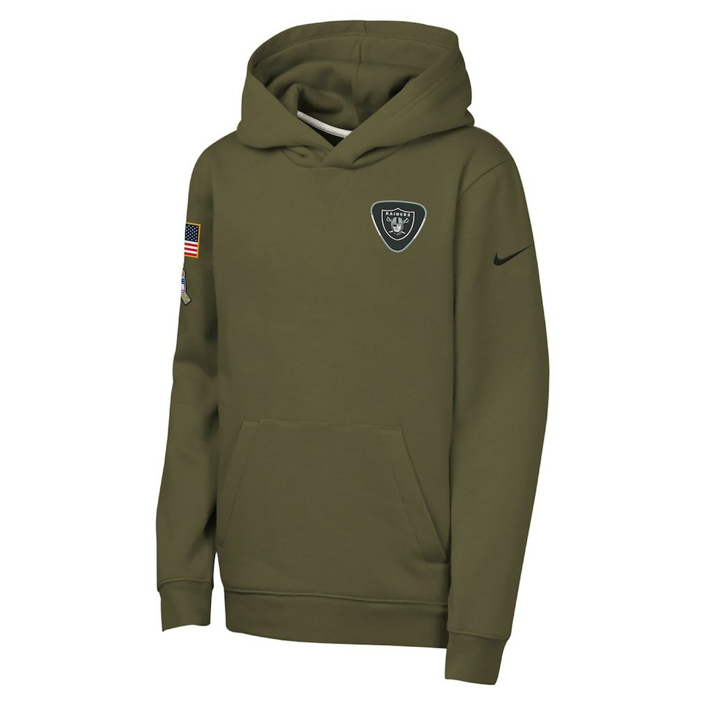 Las Vegas Raiders Youth 2025 Salute to Service Club Fleece Hoodie Olive - Nike