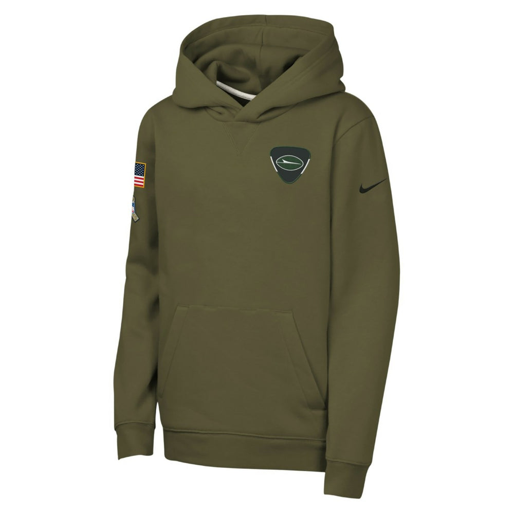 New York Jets Youth 2025 Salute to Service Club Fleece Hoodie Olive - Nike