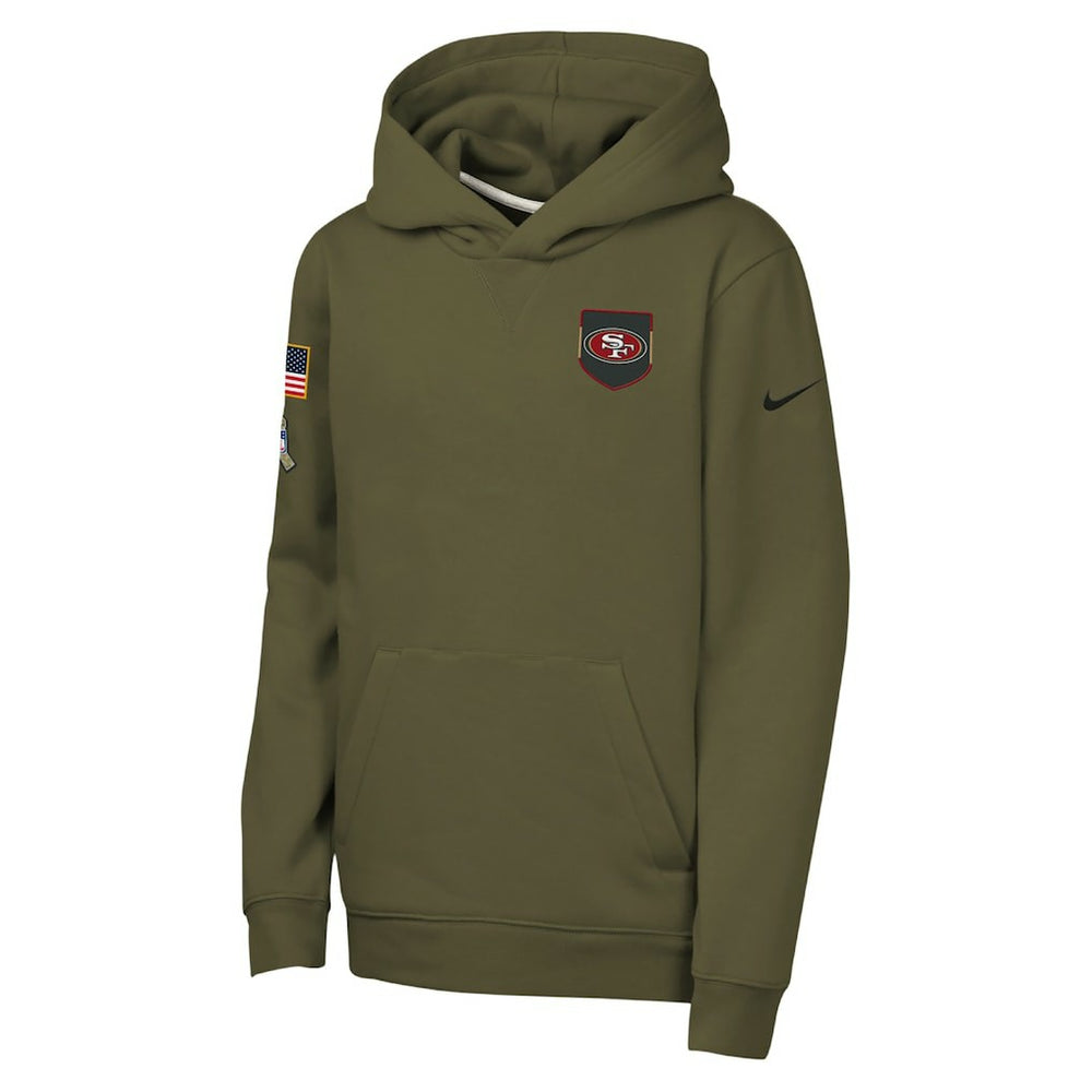 San Francisco 49ers Youth 2025 Salute to Service Club Fleece Hoodie Olive - Nike