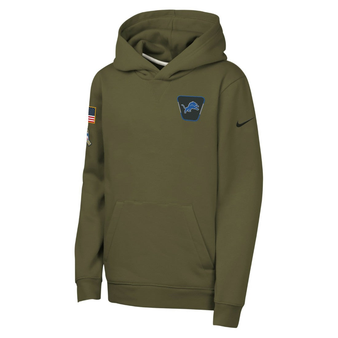 Detroit Lions Youth 2025 Salute to Service Club Fleece Hoodie Olive - Nike