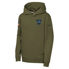 Detroit Lions Youth 2025 Salute to Service Club Fleece Hoodie Olive - Nike