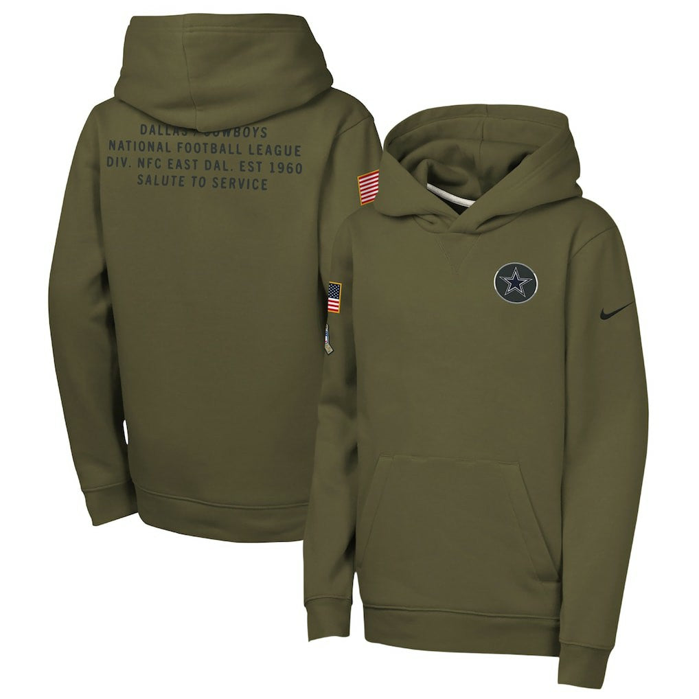 Dallas Cowboys Youth 2025 Salute to Service Club Fleece Hoodie Olive - Nike