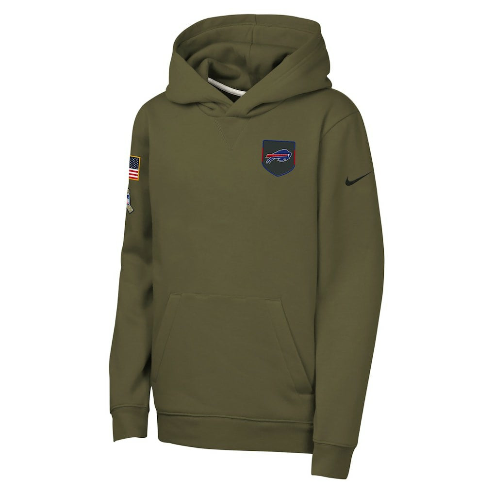 Buffalo Bills Youth 2025 Salute to Service Club Fleece Hoodie Olive - Nike