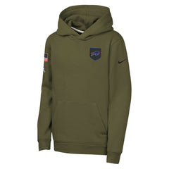 Buffalo Bills Youth 2025 Salute to Service Club Fleece Hoodie Olive - Nike