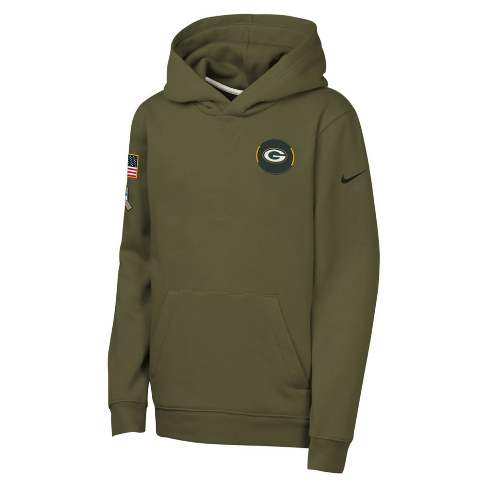 Green Bay Packers Youth 2025 Salute to Service Club Fleece Hoodie Olive - Nike