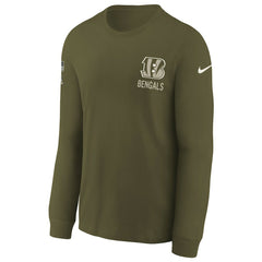 Cincinnati Bengals Youth 2025 Salute to Service Sideline Long Sleeve T-Shirt Olive - Nike